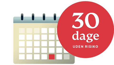 Illustration af en kalender med 30 dages risikofri-badge