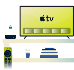 Use a VPN app on your Apple TV.