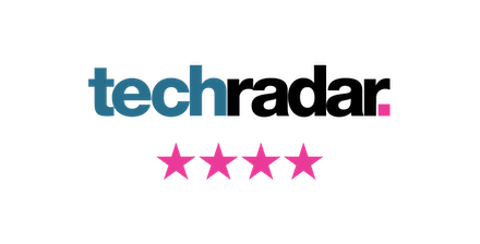 TechRadar logo with 4 stars for Aircove testimonials carousel